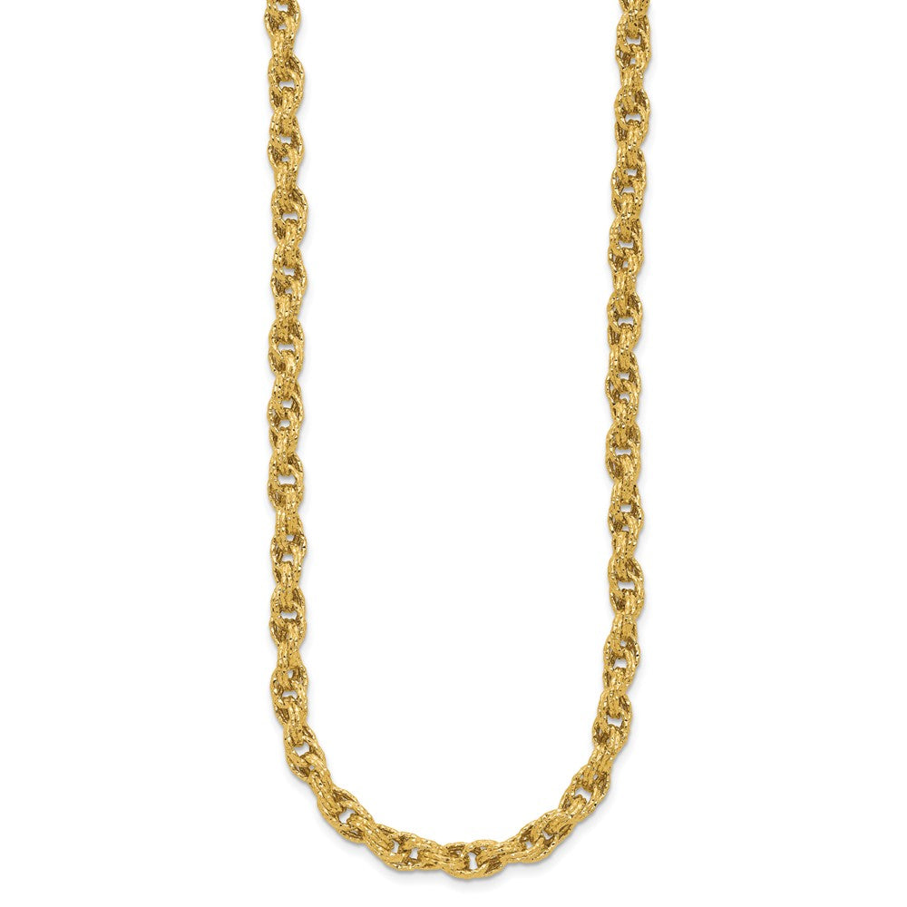 14K Polished/Textured/Dia-cut Twisted Link Necklace
