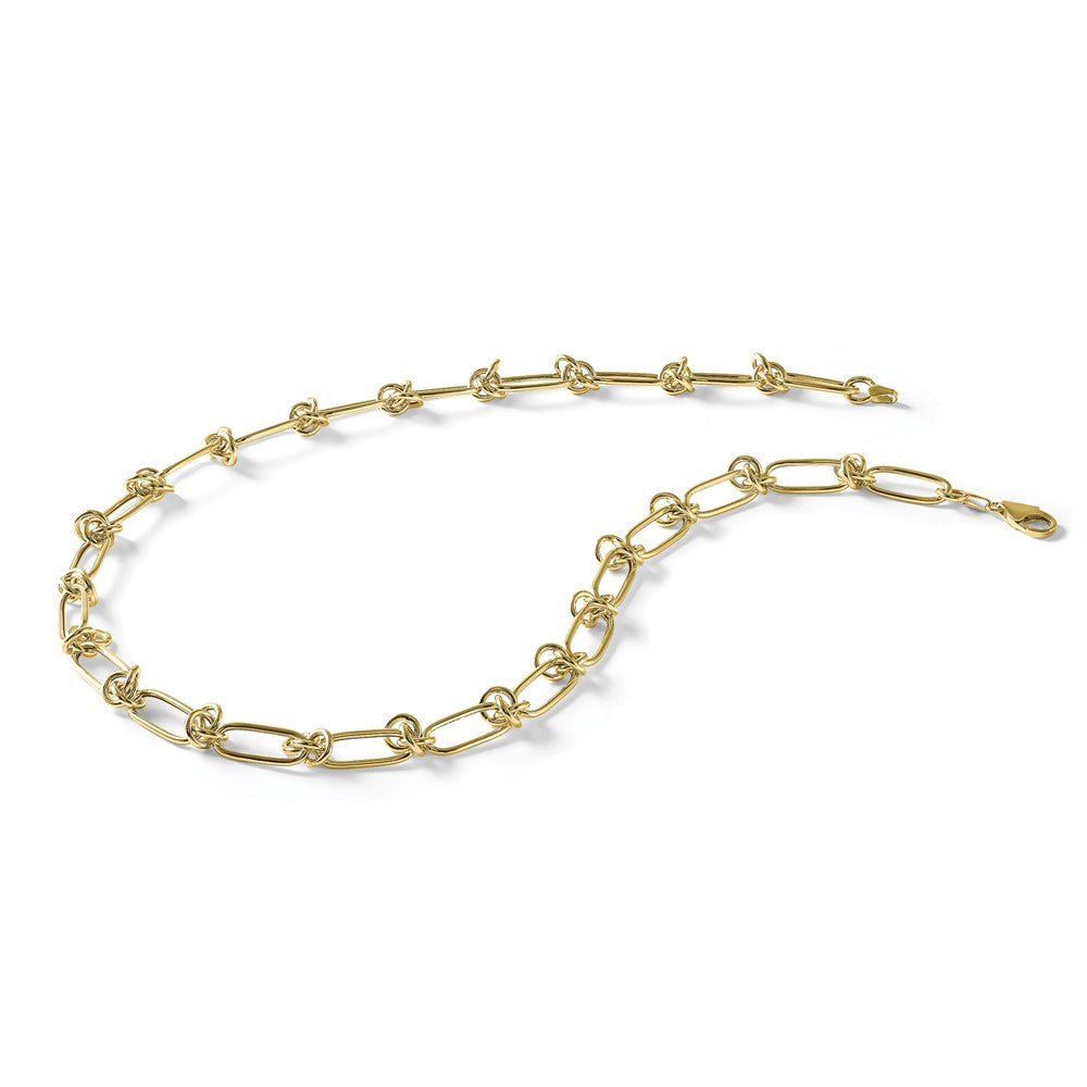 14K Polished Love Knot Fancy Paperclip Link Necklace