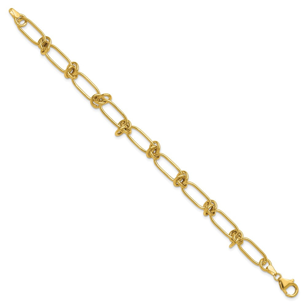 14K Polished Love Knot Fancy Paperclip Link Bracelet