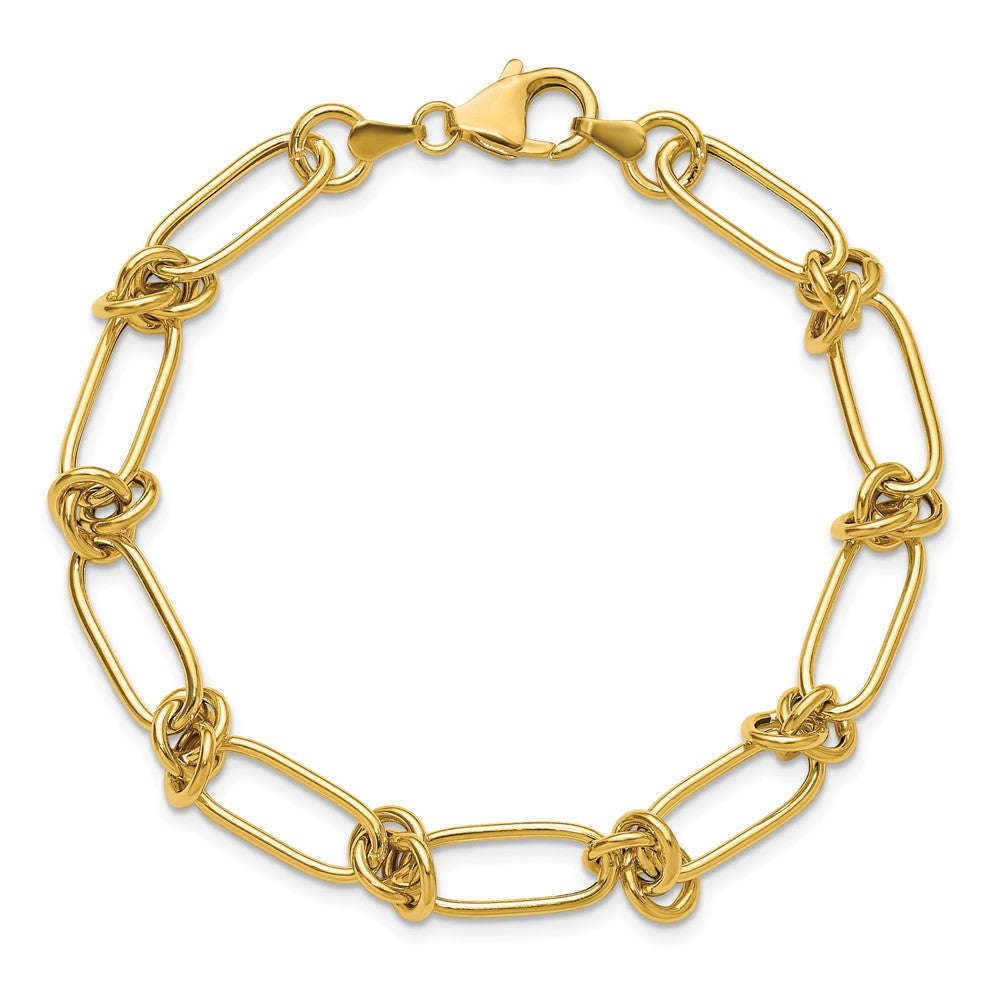 14K Polished Love Knot Fancy Paperclip Link Bracelet
