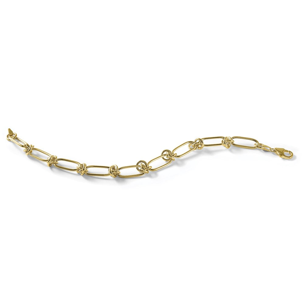 14K Polished Love Knot Fancy Paperclip Link Bracelet