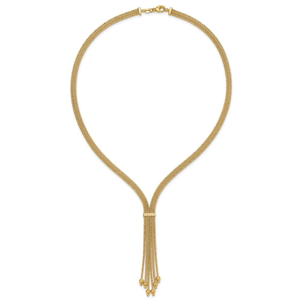 14K Polish/Texture/Dia-cut Fancy Drop Necklace