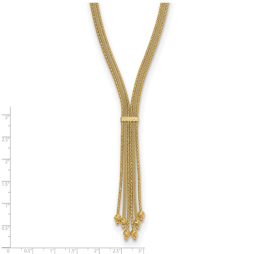 14K Polish/Texture/Dia-cut Fancy Drop Necklace