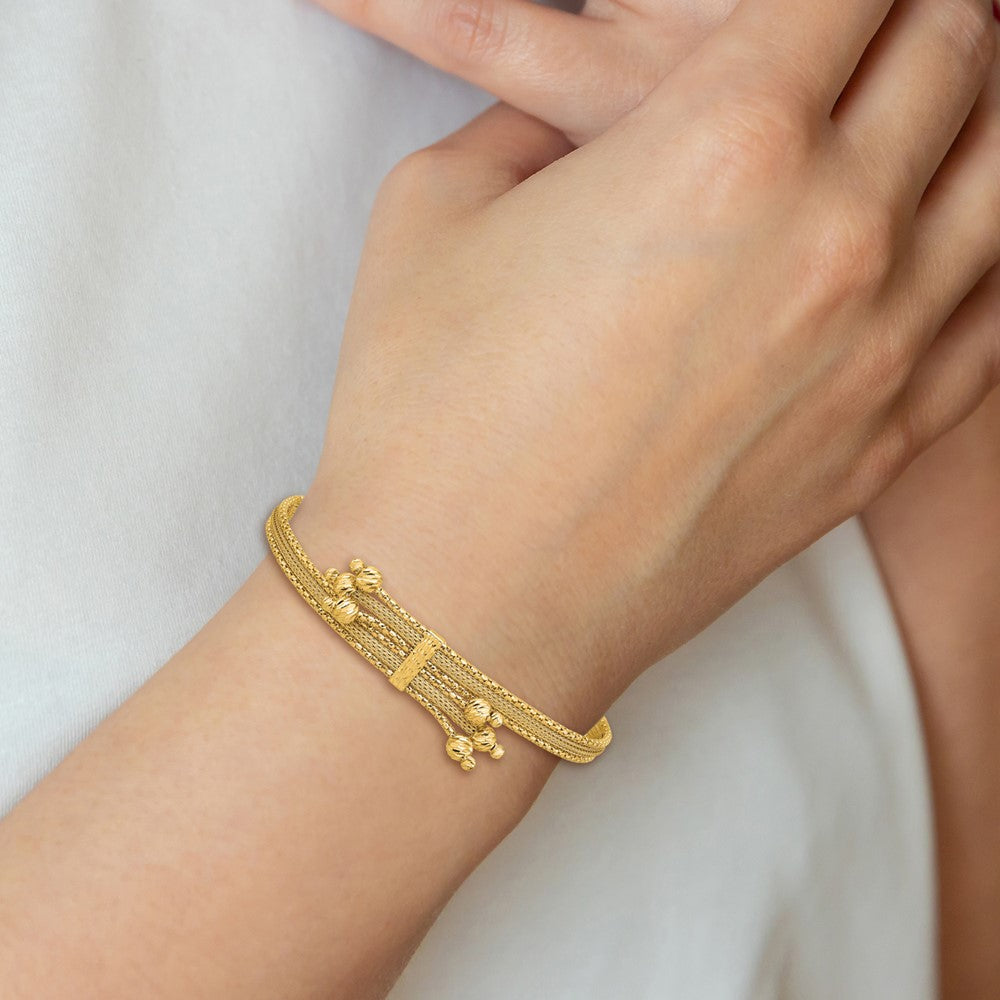 14K Polish/Texture/Dia-cut Fancy Bracelet