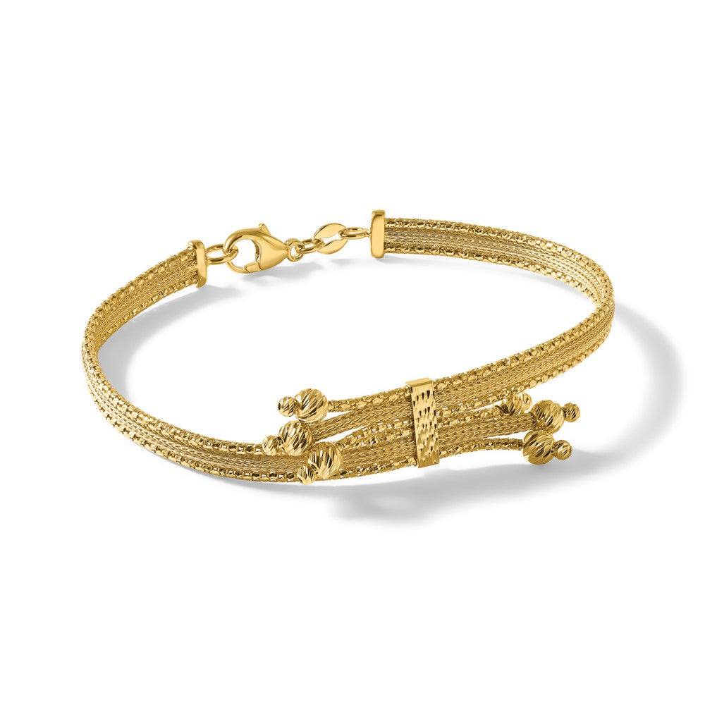 14K Polish/Texture/Dia-cut Fancy Bracelet