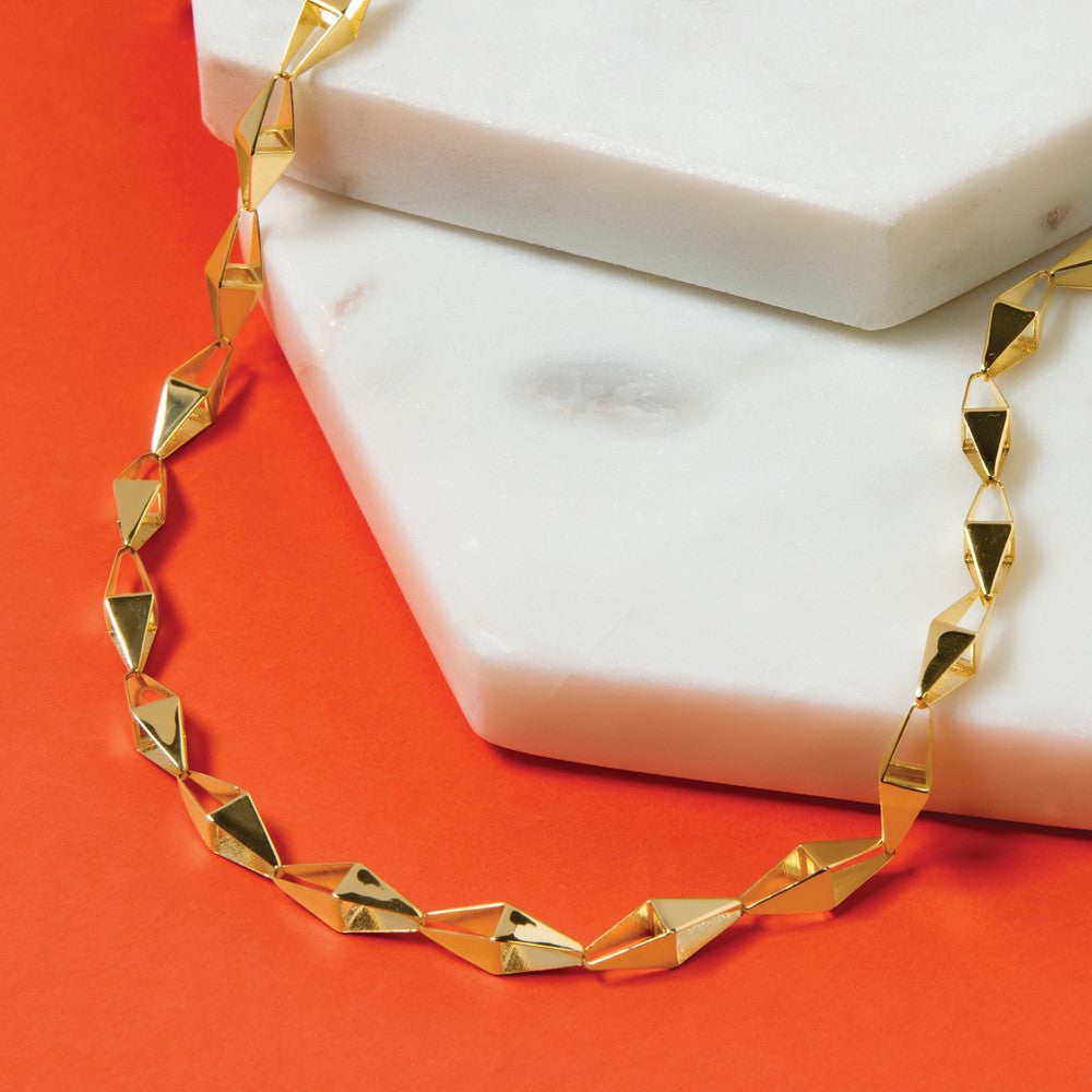 14K Polished Geometric Link Necklace
