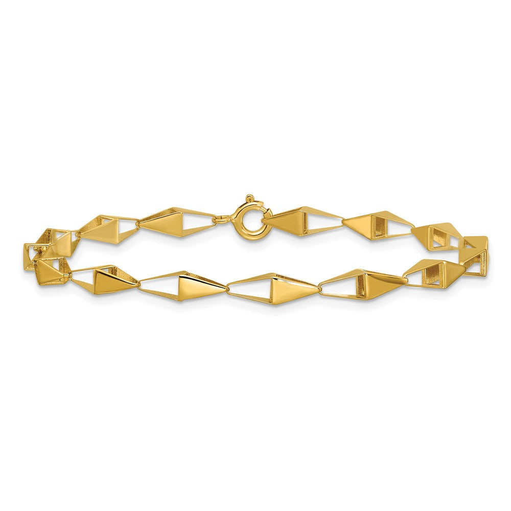 14K Polished Geometric Link Bracelet