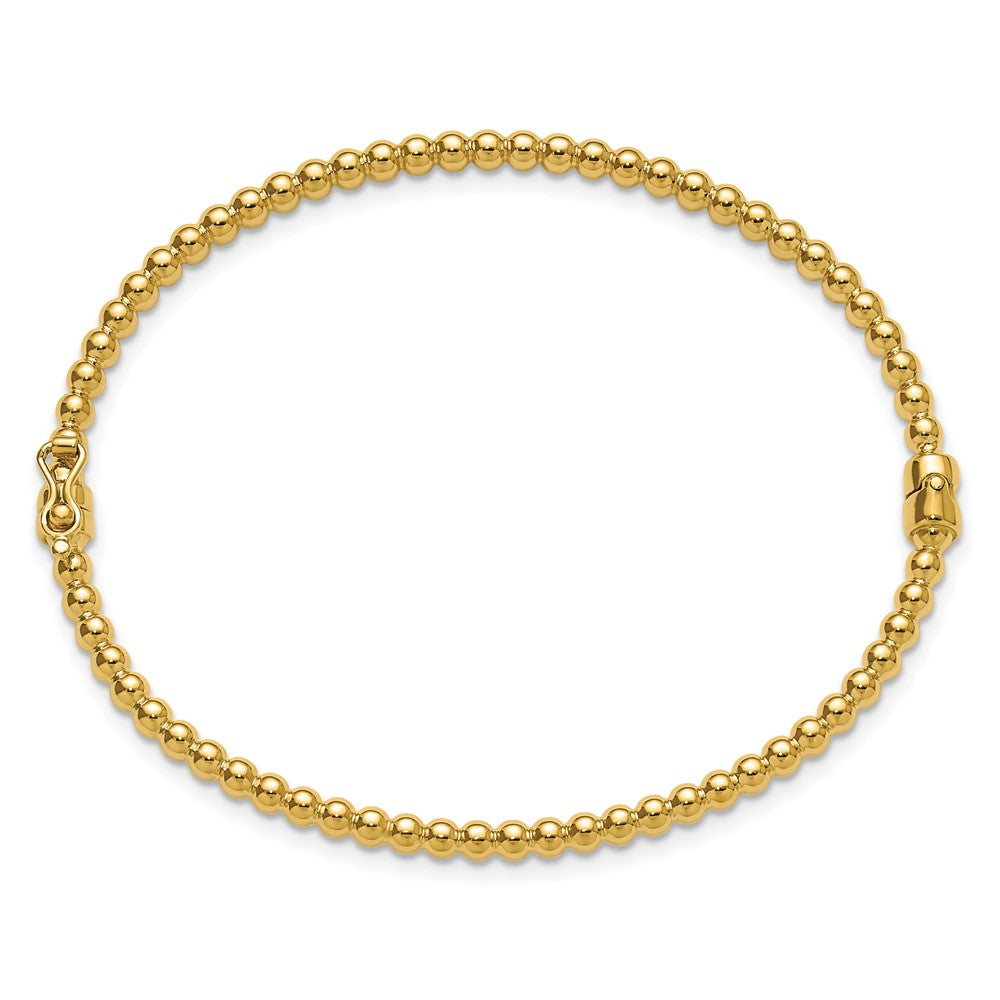 14K Polished Beaded Hinged Bangle