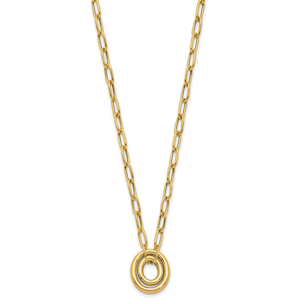 14K Polished Paper Clip Link with Oval Accent Necklace