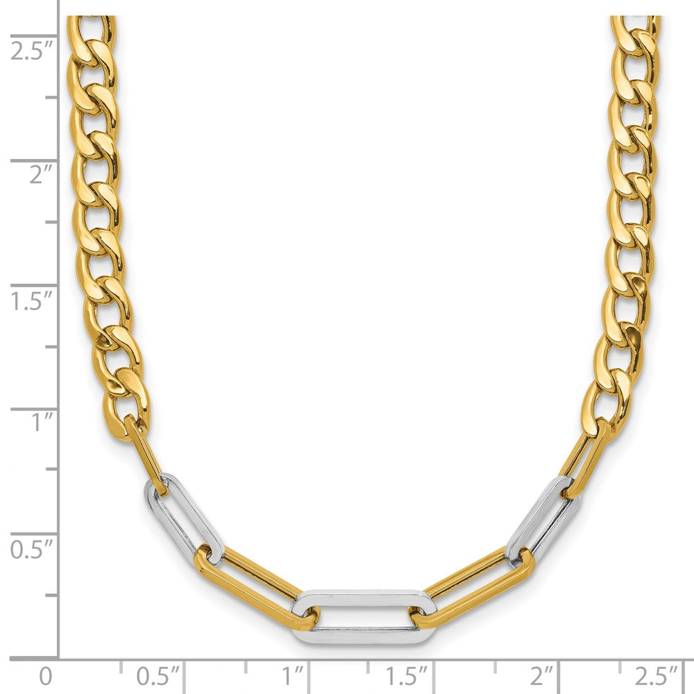 14K w/White RH Polished Curb and Paperclip Link Necklace
