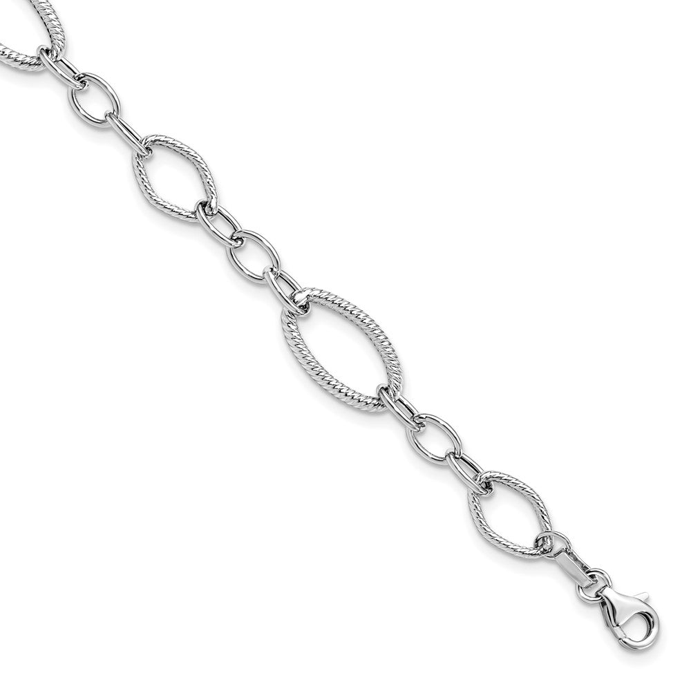 Polished;14K White gold;Fancy lobster;Textured