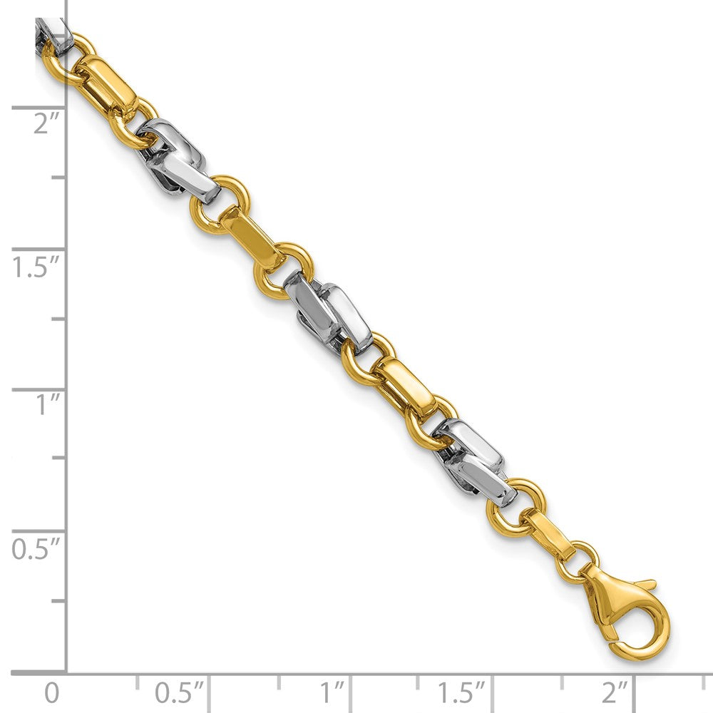 14K w/White Rhodium Polished Fancy Link Bracelet