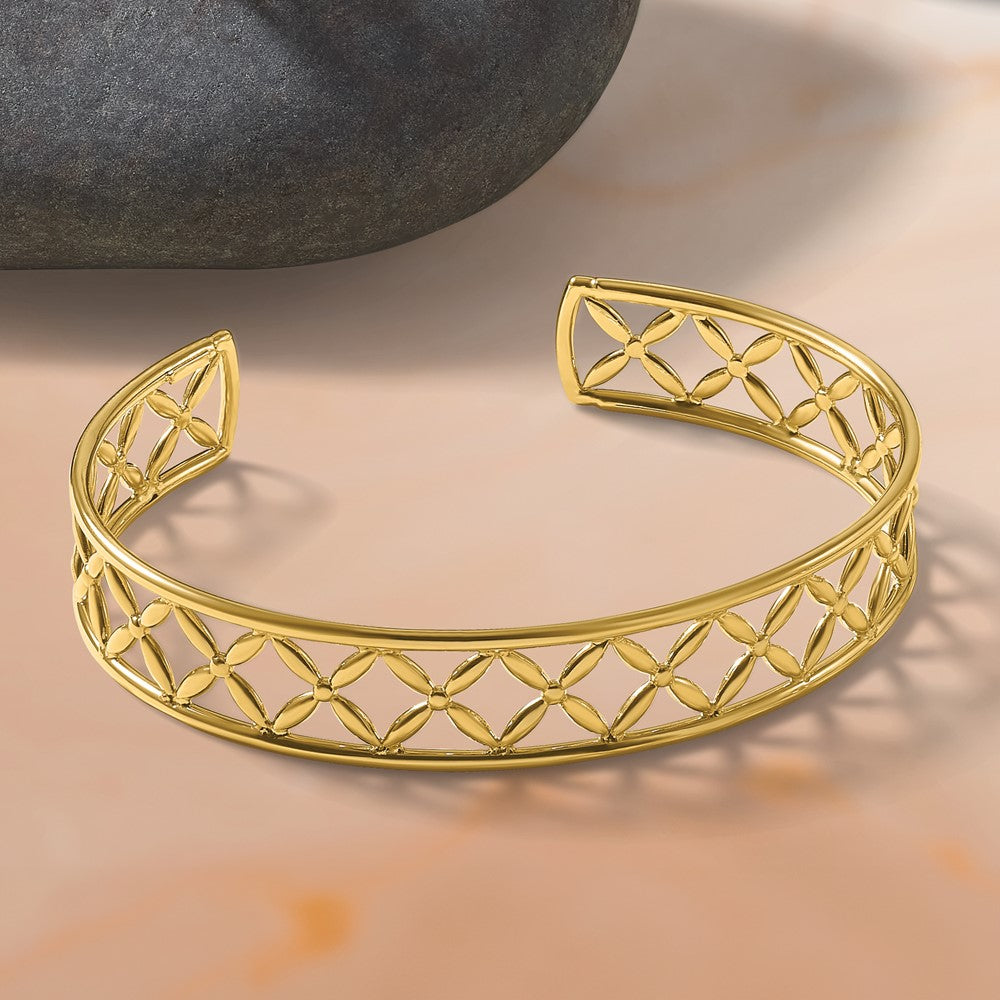 14K Polished Fancy Flexible Cuff Bangle
