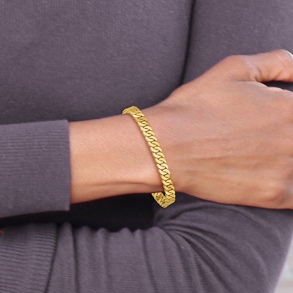 14K Polished S-Link Cuff Bangle