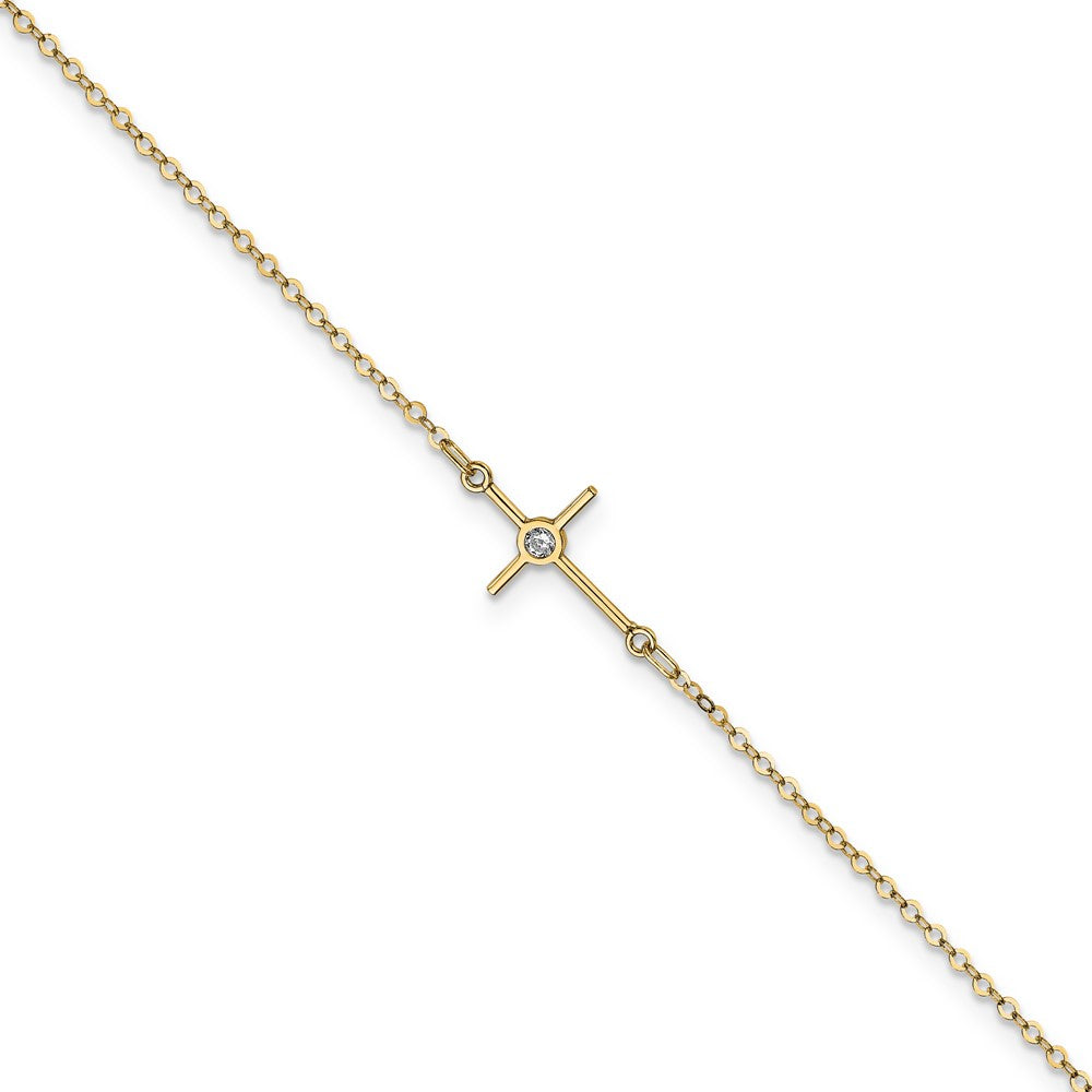 Polished;14k Yellow gold;Lobster;CZ