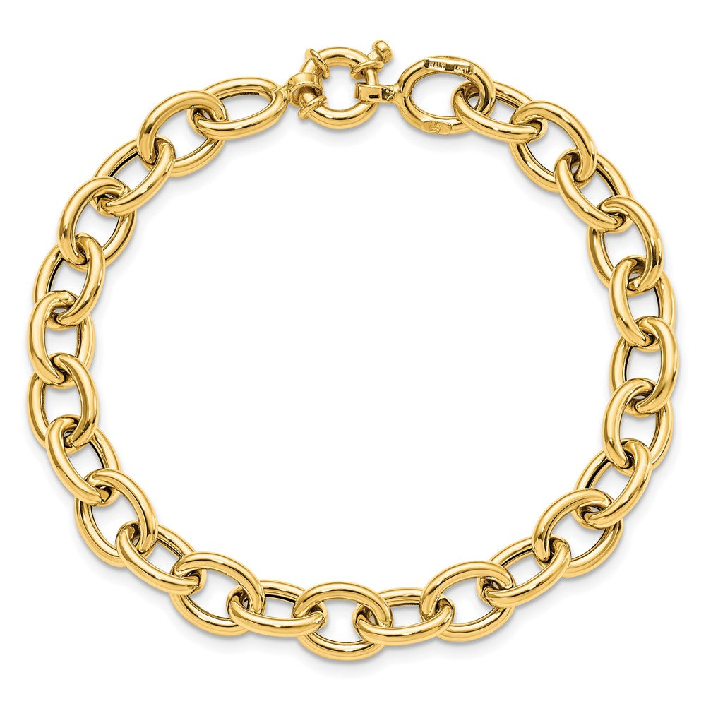 14K Polished Cable Oval Link Bracelet