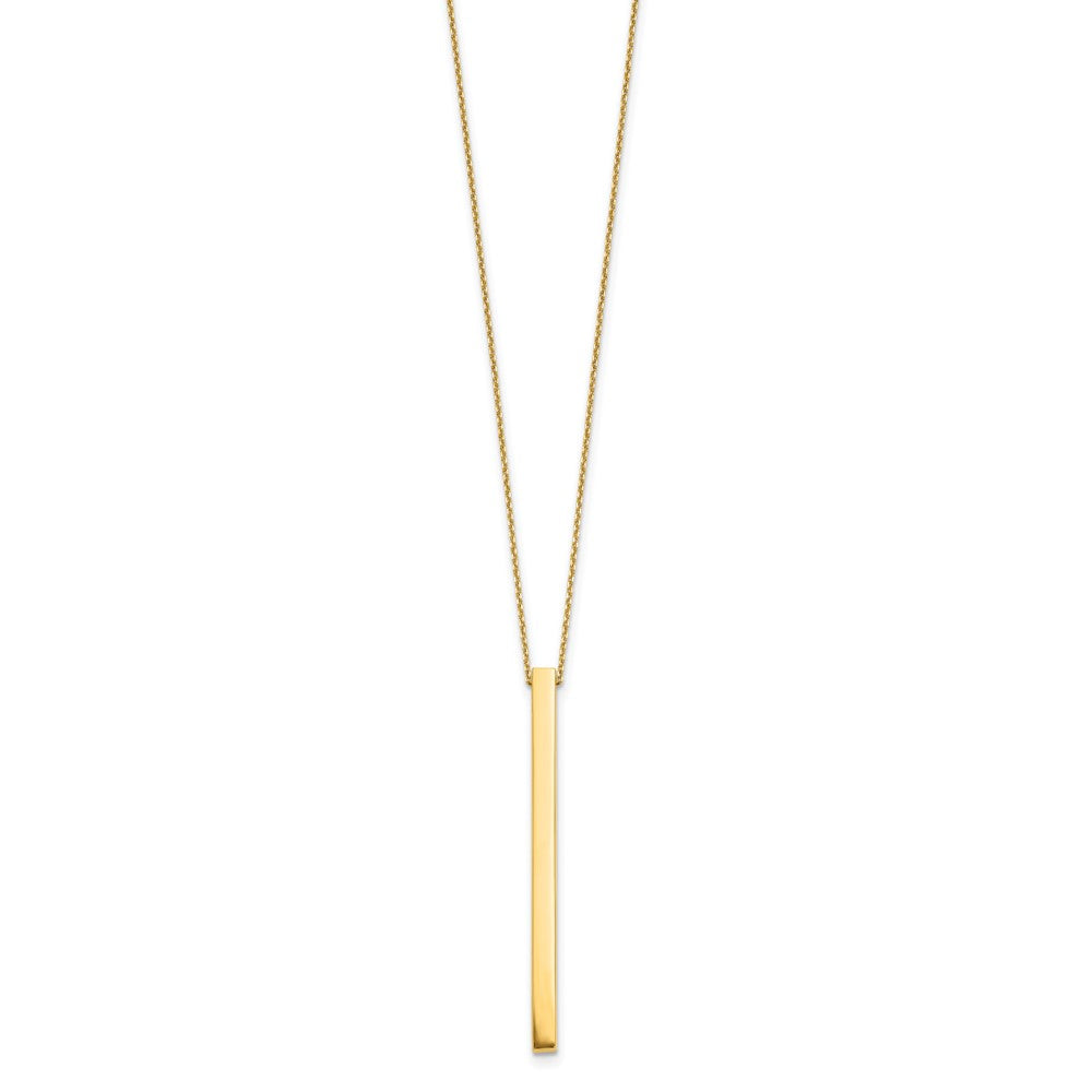 14K Polished Bar 2in ext. Necklace