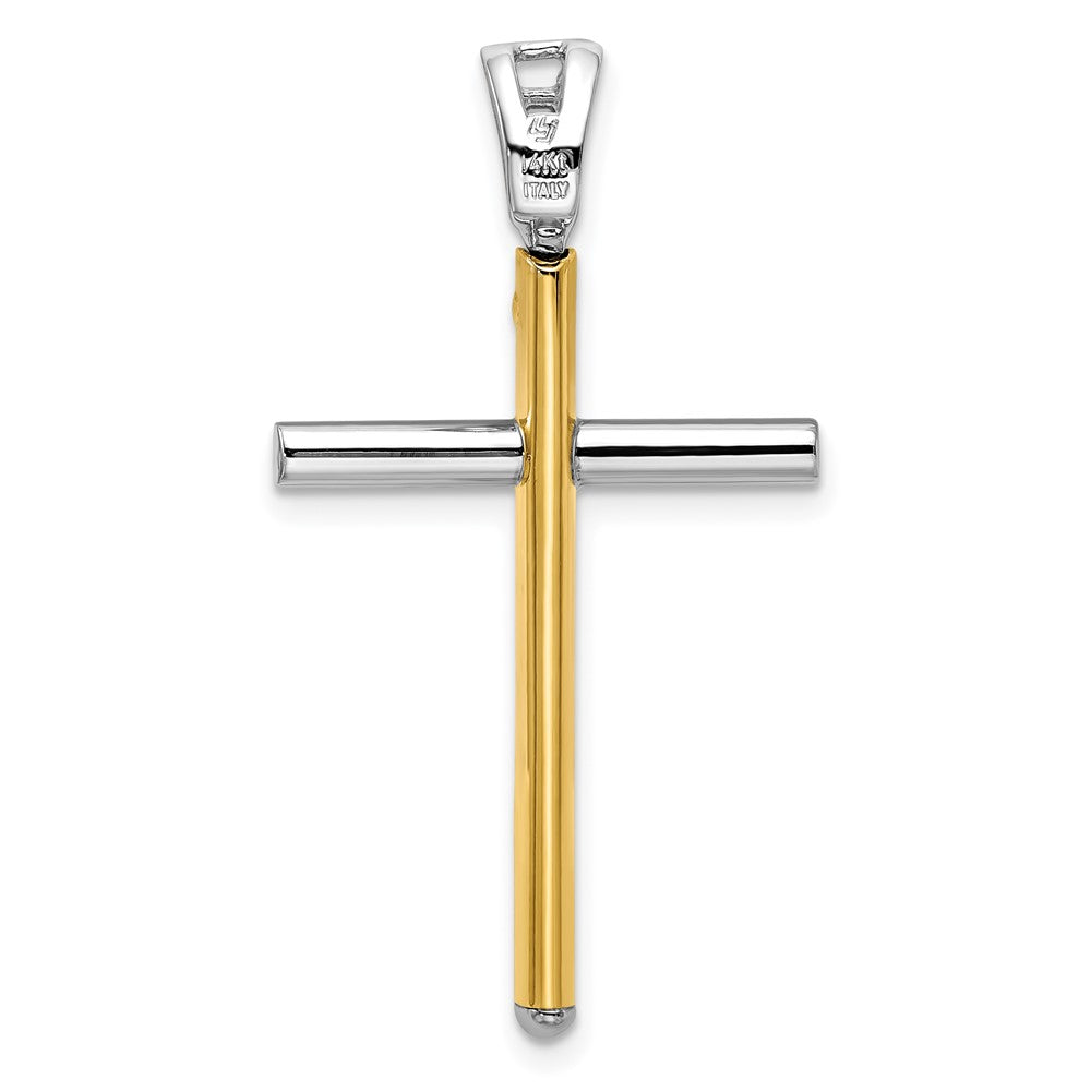 14K Two-tone Polished Cross Pendant