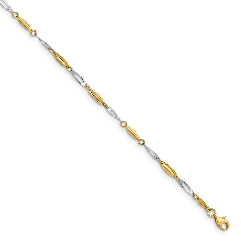 Polished;14K Two-tone;Fancy lobster;1in extender
