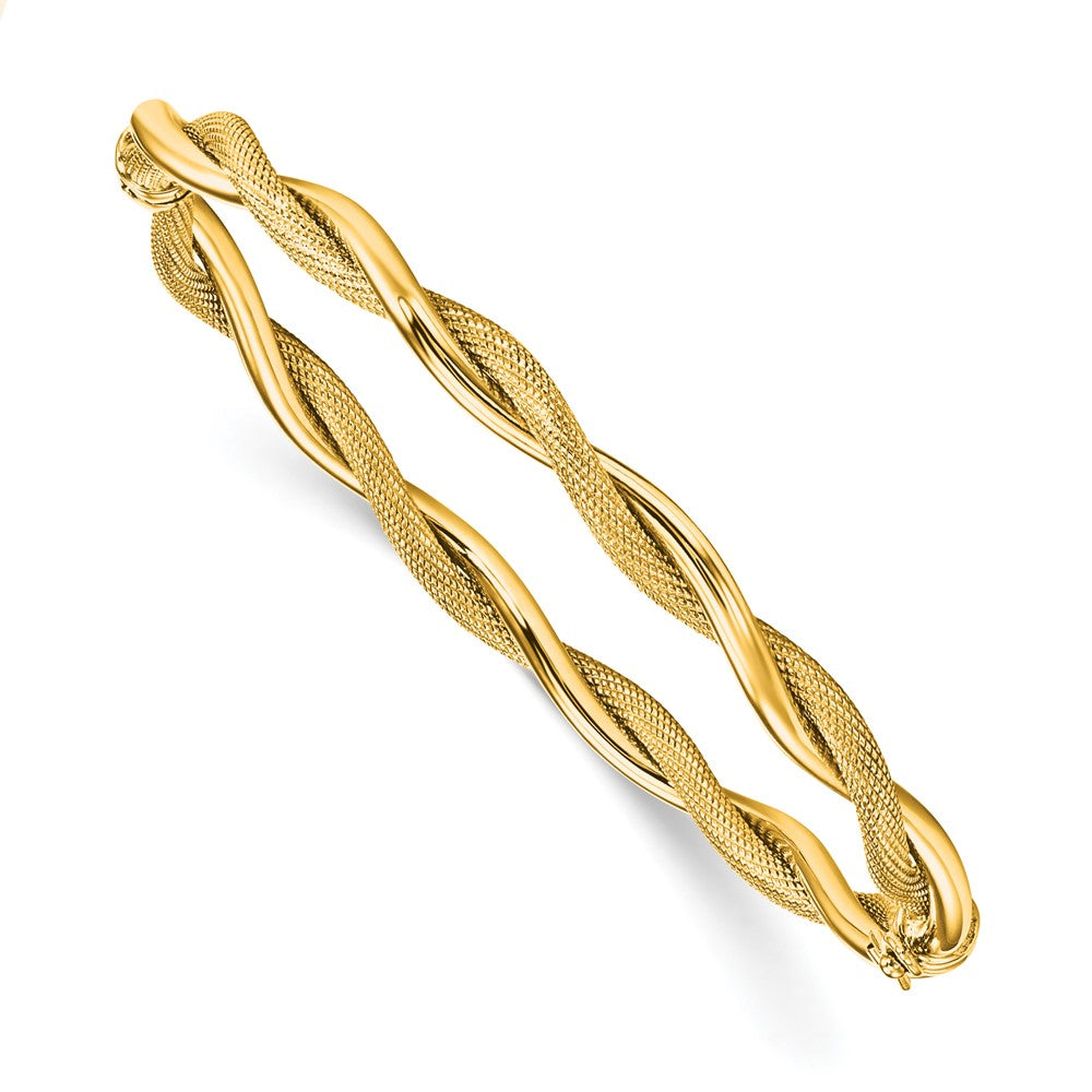 Polished;14k Yellow gold;Hollow;Fold-over;Textured