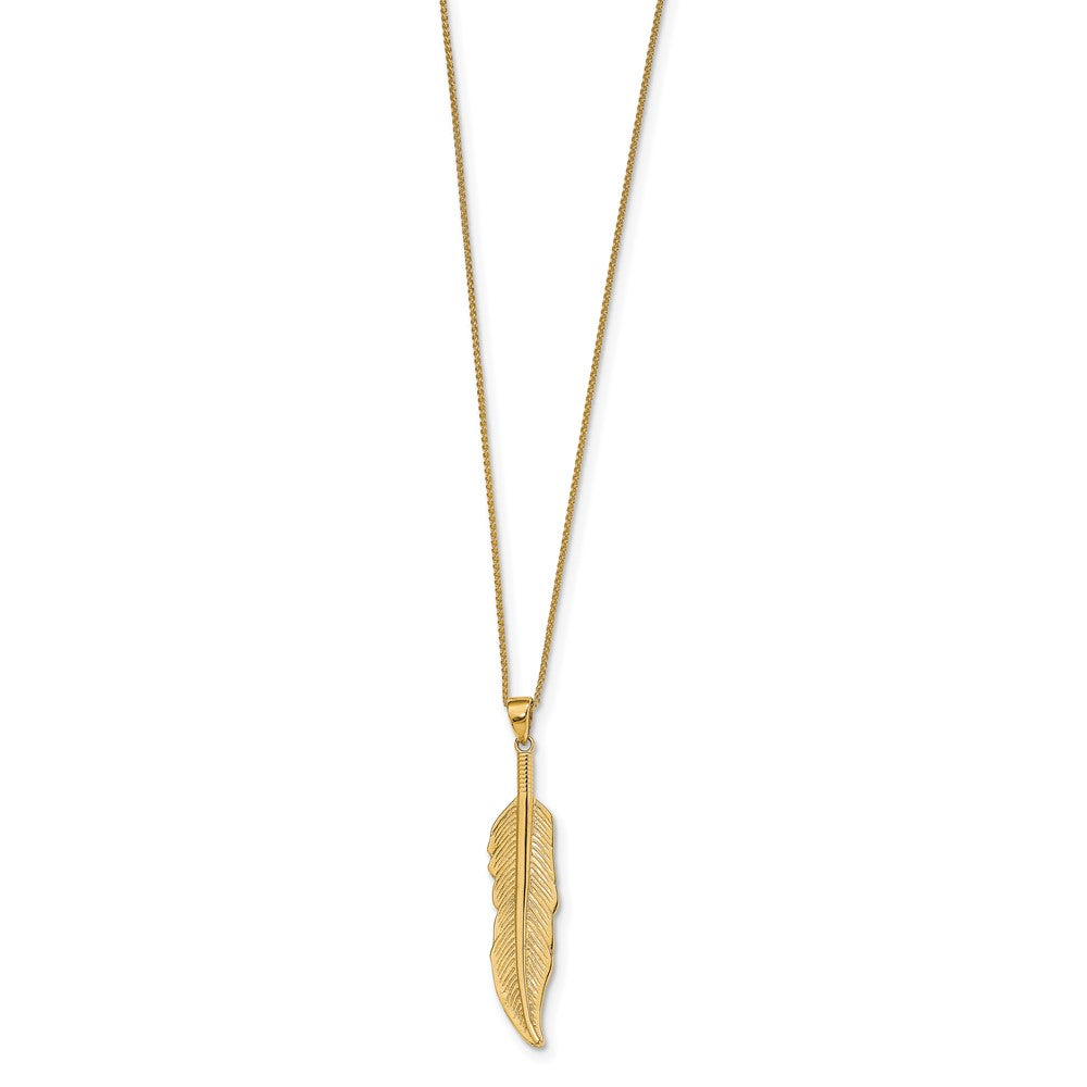 14K Feather Pendant