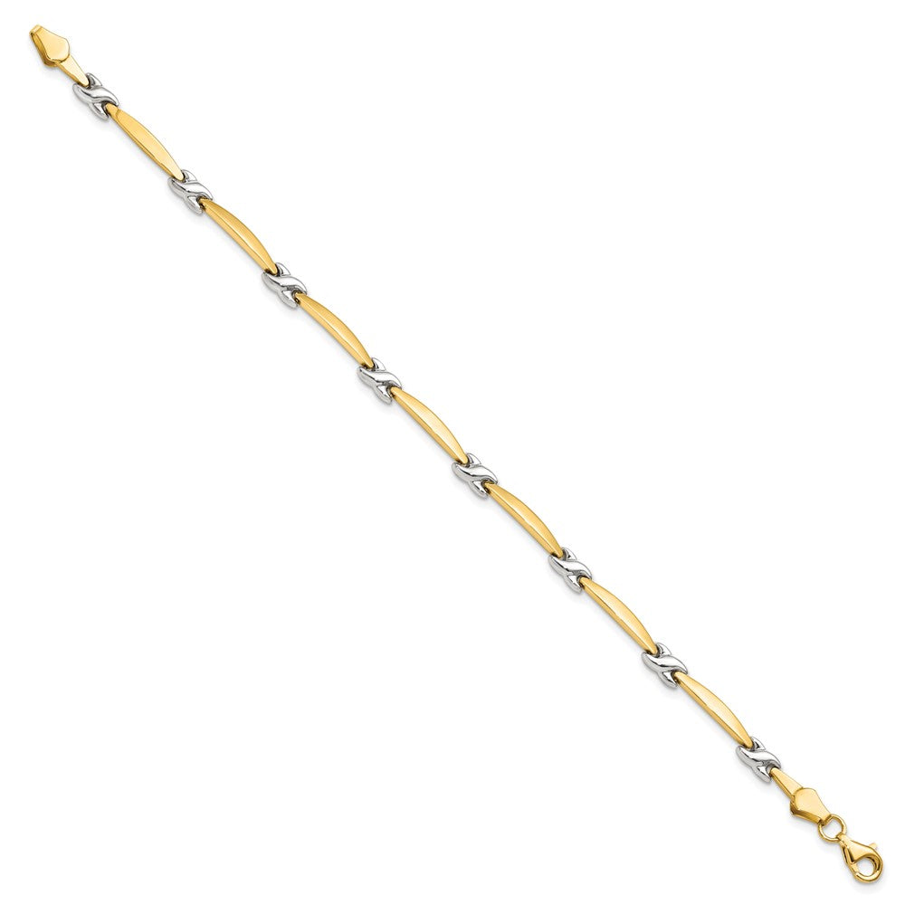 14K w/Rhodium D/C Fancy Bracelet