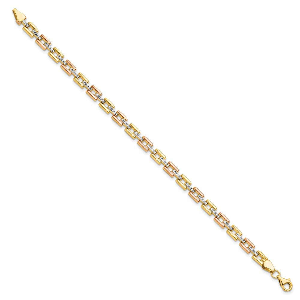 14K w/White and Rose Rhodium D/C Fancy Bracelet