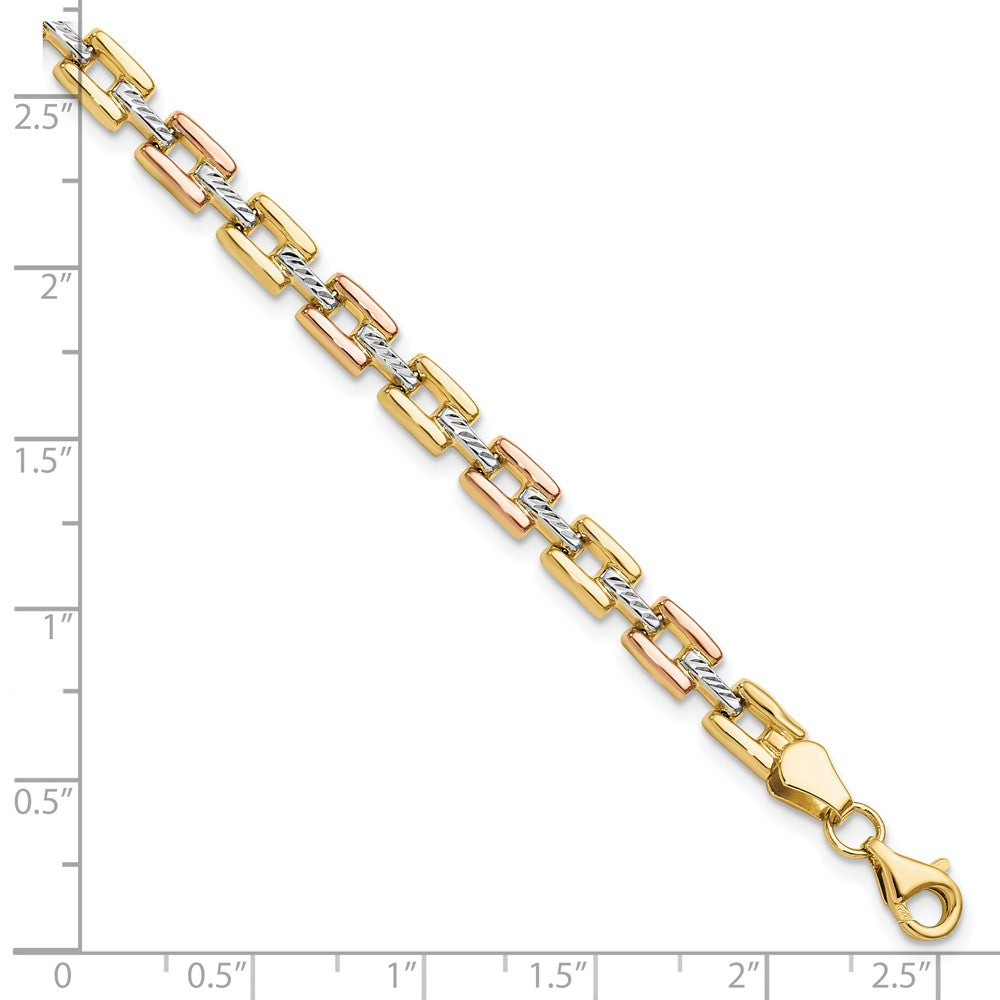 14K w/White and Rose Rhodium D/C Fancy Bracelet