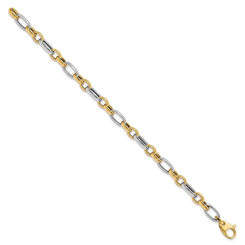 14K Two-tone Polished Fancy Link Bracelet
