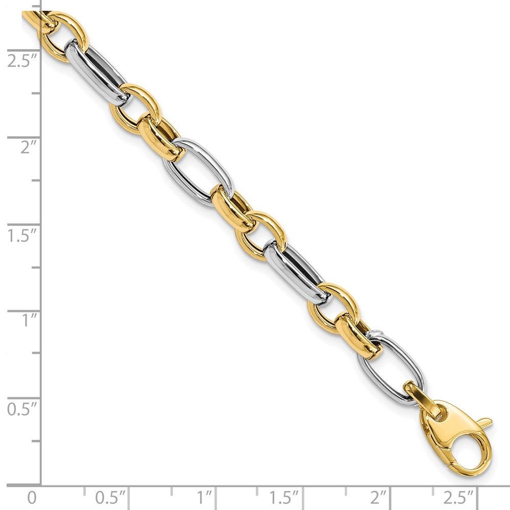 14K Two-tone Polished Fancy Link Bracelet