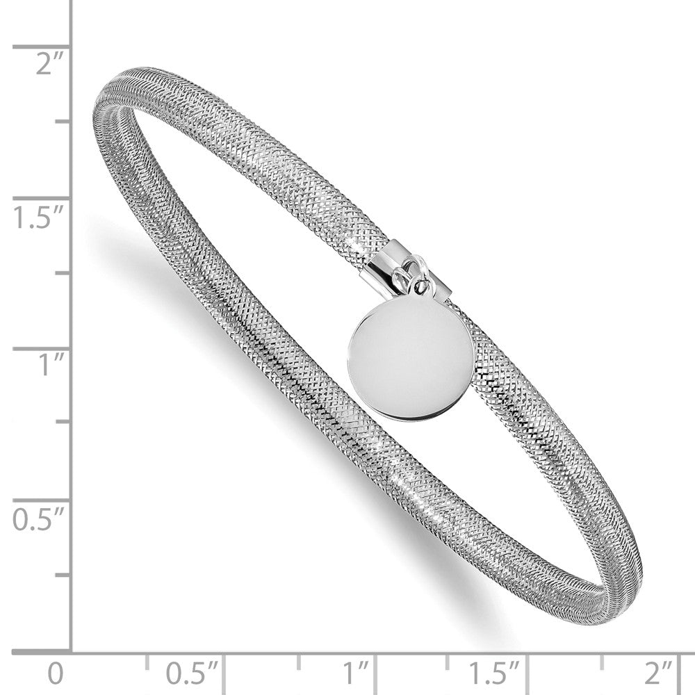 14K w/White RH-plating Stretch w/Dangle Charm Bracelet