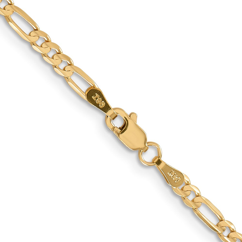 14K 30 inch 3mm Concave Open Figaro with Lobster Clasp Chain