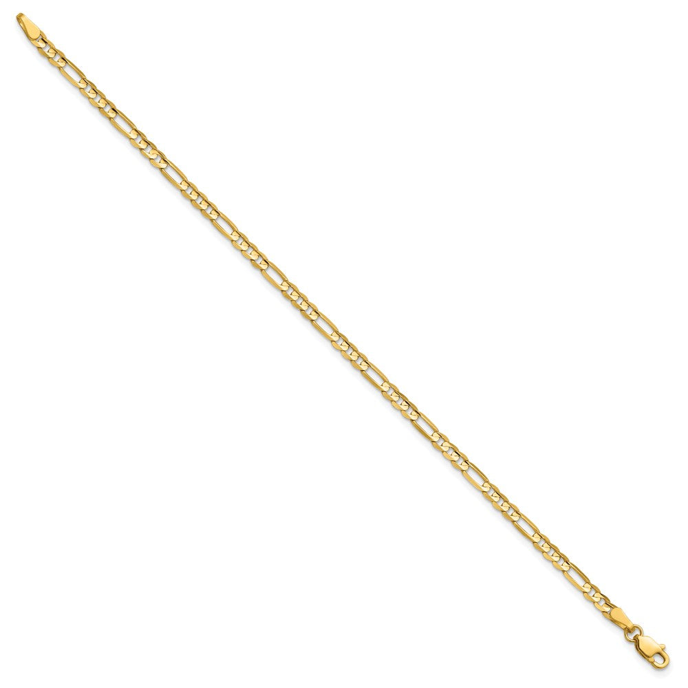 14K 8 inch 3mm Concave Open Figaro with Lobster Clasp Bracelet