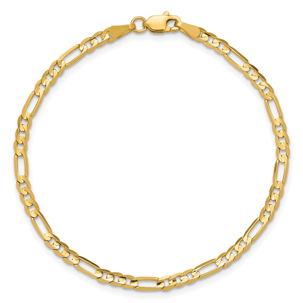 14K 7 inch 3mm Concave Open Figaro with Lobster Clasp Bracelet