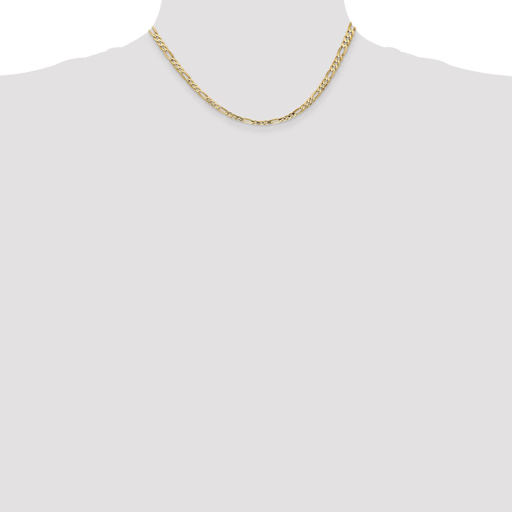 14K 16 inch 4mm Concave Open Figaro with Lobster Clasp Chain
