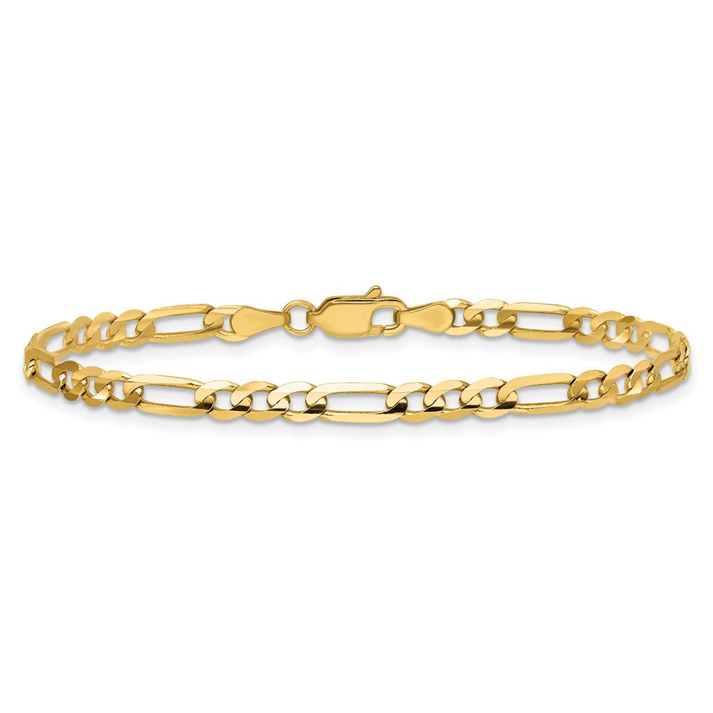 14K 7 inch 4mm Concave Open Figaro with Lobster Clasp Bracelet