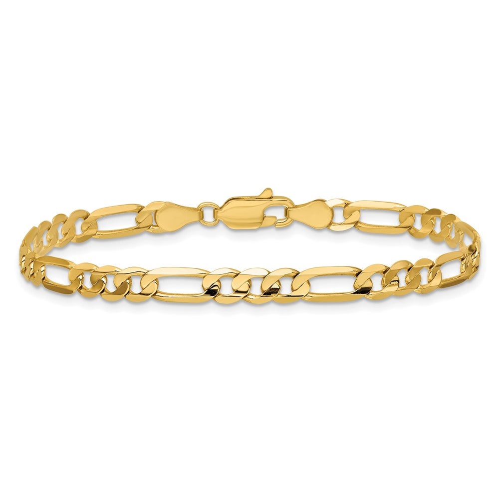14K 8 inch 4.5mm Concave Open Figaro with Lobster Clasp Bracelet