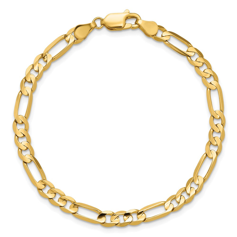 14K 8 inch 4.5mm Concave Open Figaro with Lobster Clasp Bracelet