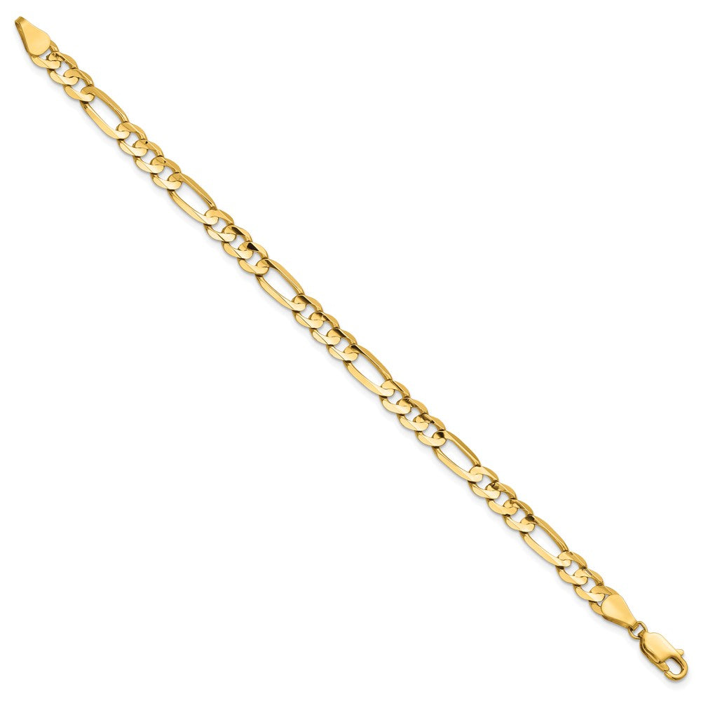 14K 7 inch 5.5mm Concave Open Figaro with Lobster Clasp Bracelet
