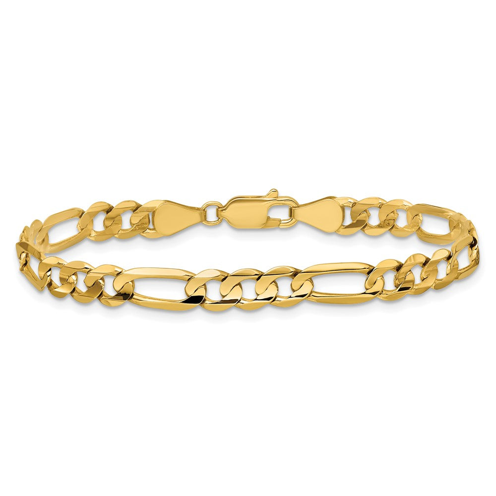 14K 8 inch 5.5mm Concave Open Figaro with Lobster Clasp Bracelet