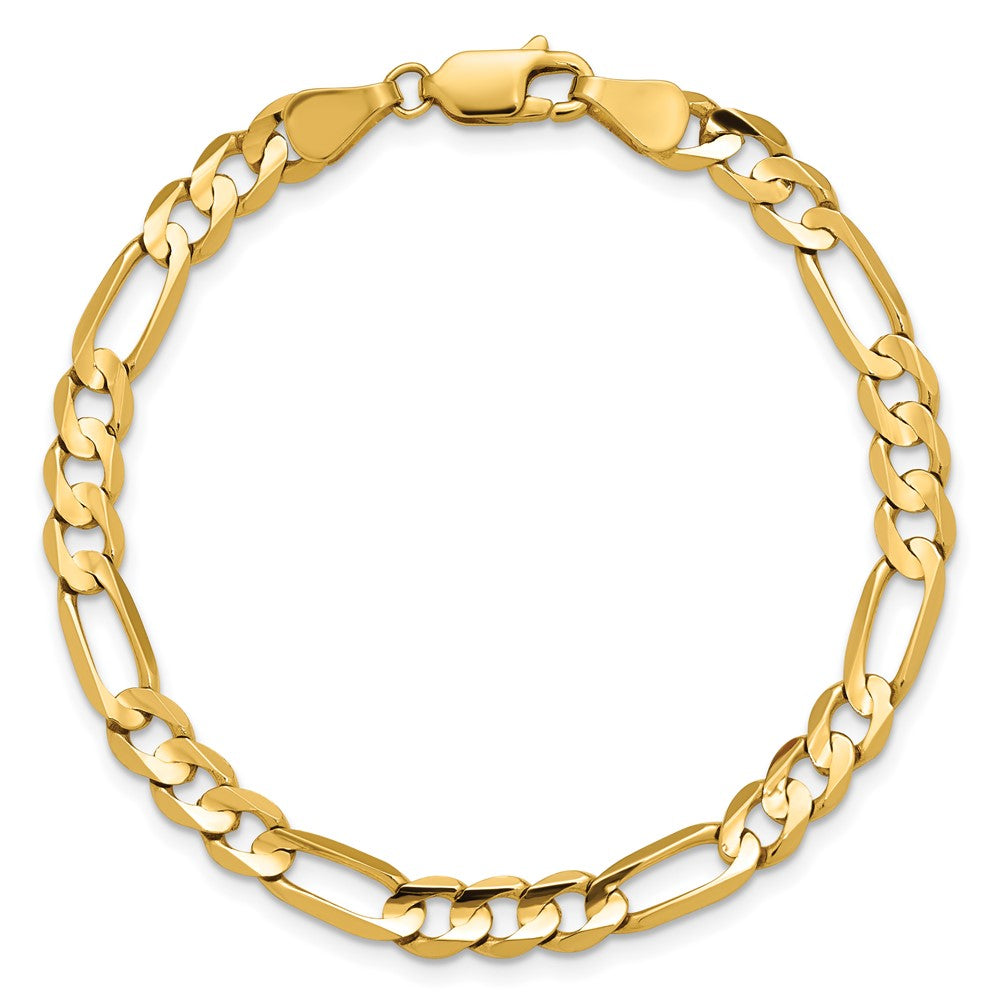 14K 7 inch 5.5mm Concave Open Figaro with Lobster Clasp Bracelet
