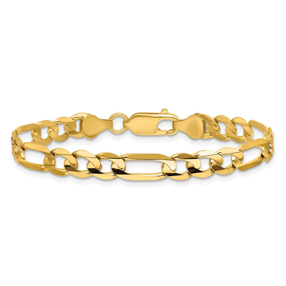 14K 7 inch 6mm Concave Open Figaro with Lobster Clasp Bracelet