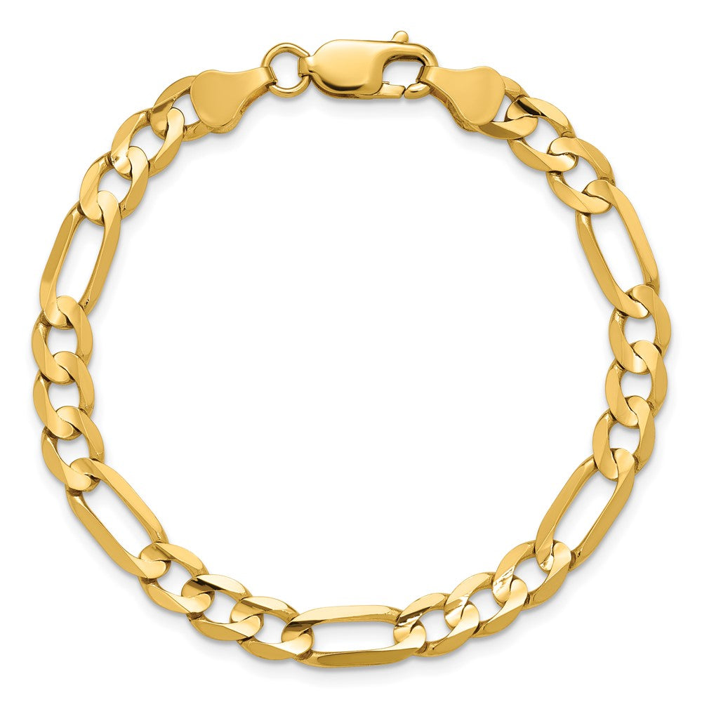 14K 8 inch 6mm Concave Open Figaro with Lobster Clasp Bracelet