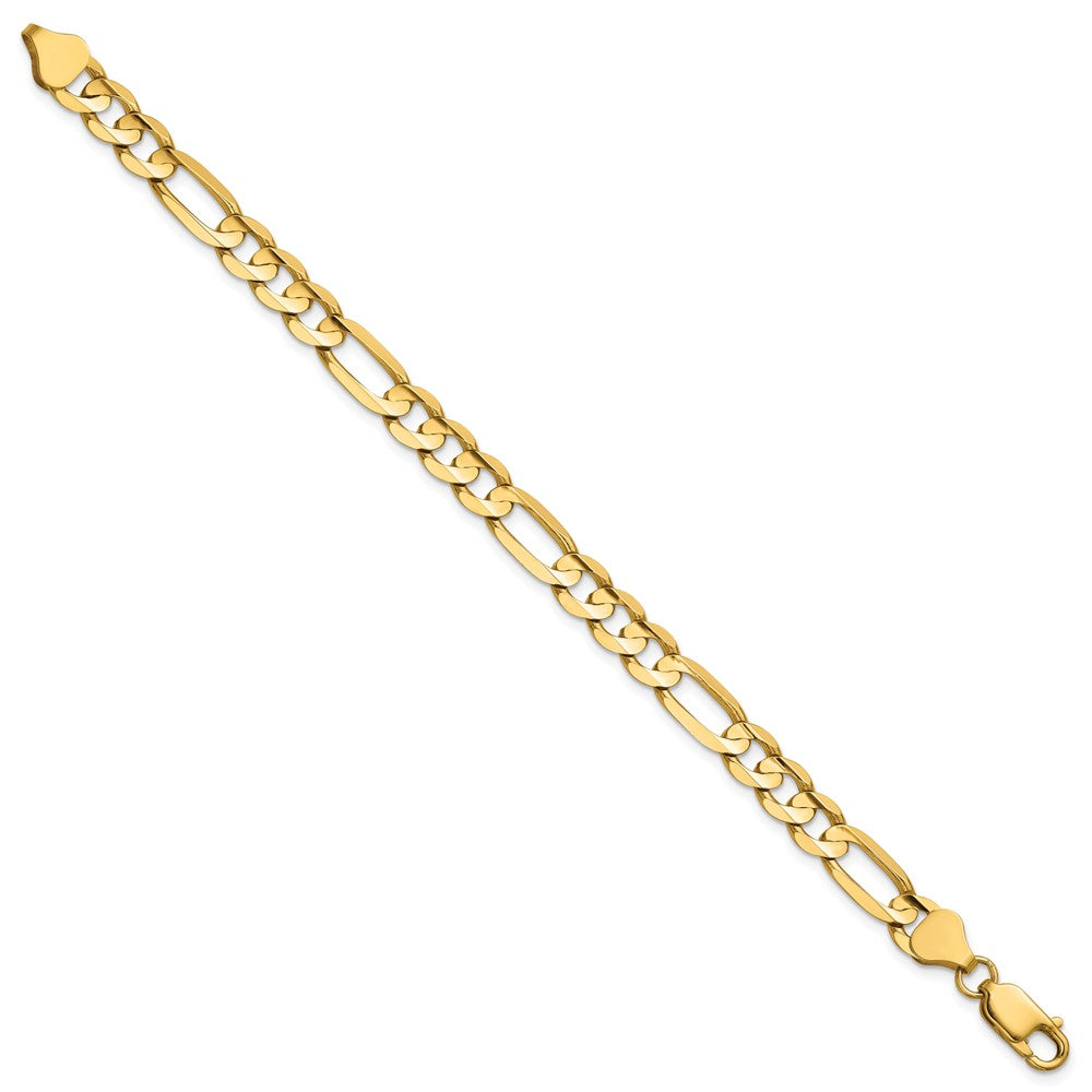 14K 7 inch 6.75mm Concave Open Figaro with Lobster Clasp Bracelet