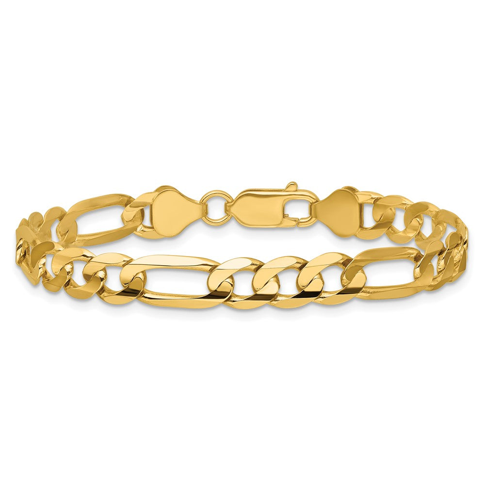14K 7 inch 6.75mm Concave Open Figaro with Lobster Clasp Bracelet