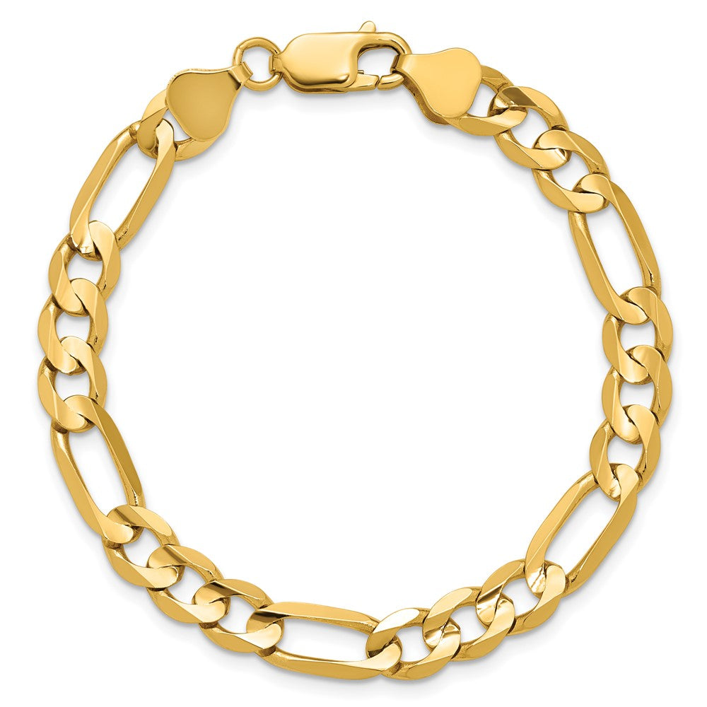 14K 7 inch 6.75mm Concave Open Figaro with Lobster Clasp Bracelet
