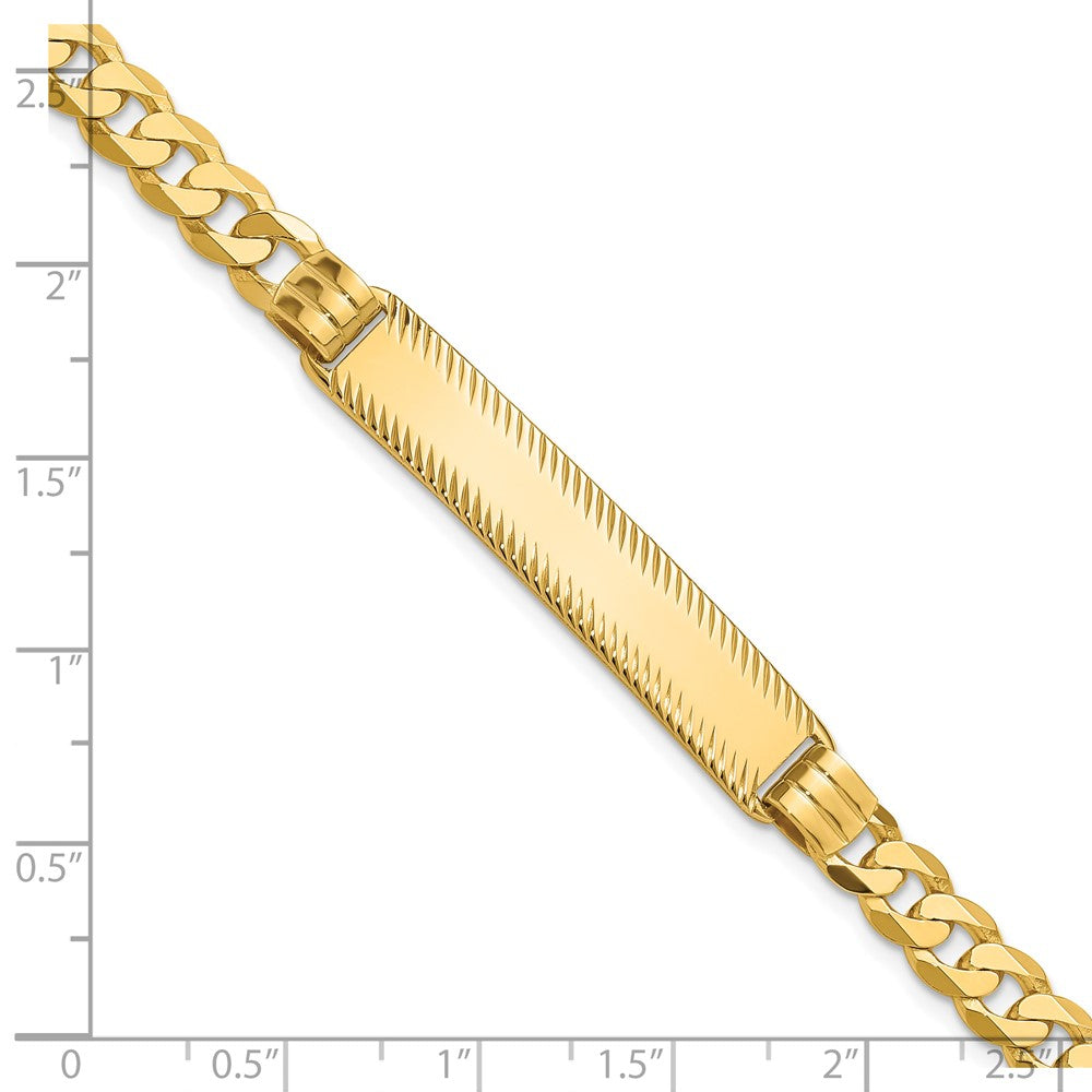 14k Polished Solid Chain/Solid Plate Curb Link Diamond-cut 40x8mm Plate 7 inch ID Bracelet