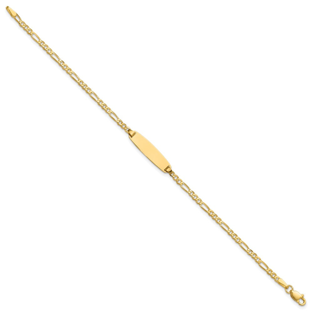 14k Polished Solid Chain/Solid Plate Figaro Link 19.5x5.5mm Plate 8 inch ID Bracelet