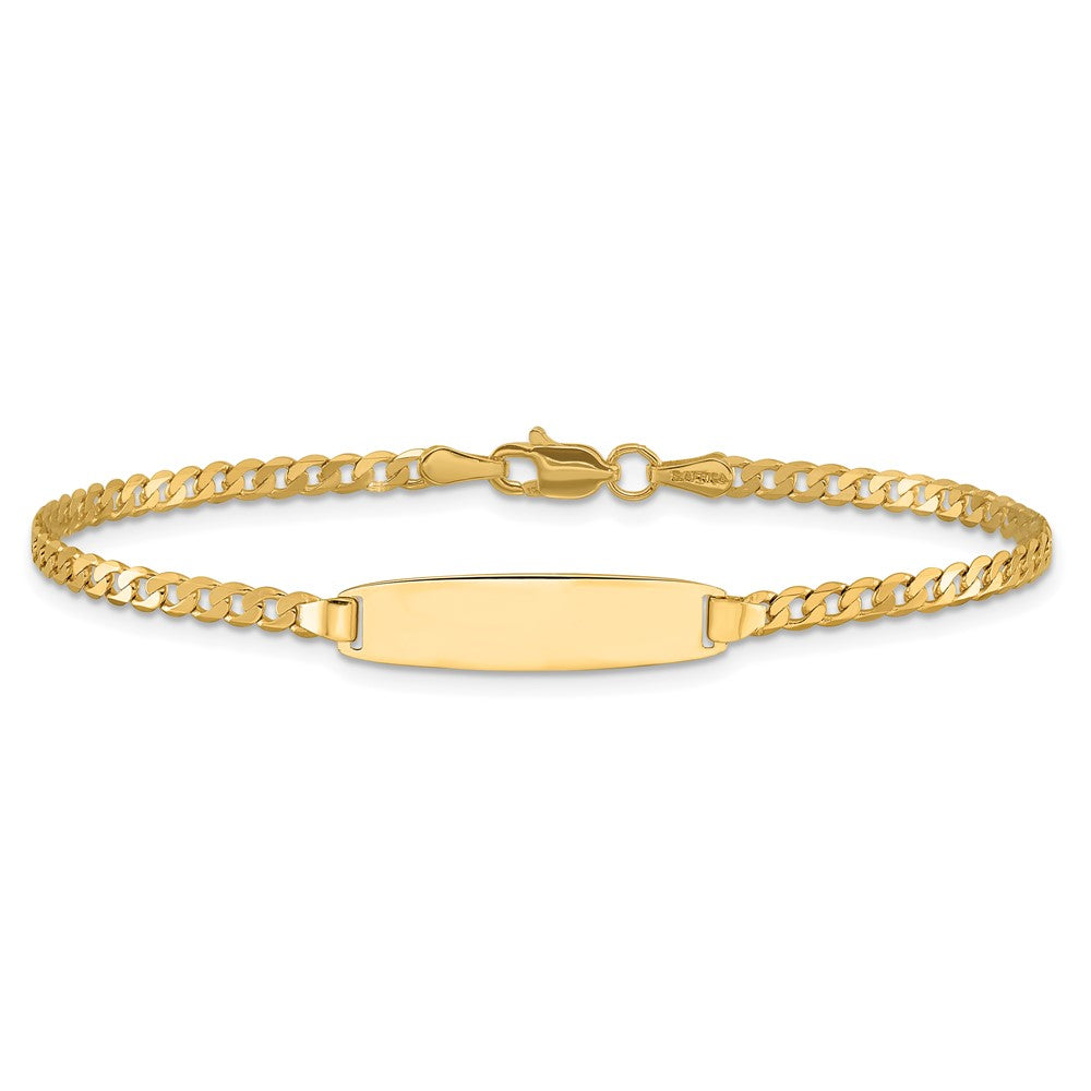 14k Polished Solid Chain/Solid Plate Curb Link 19.5x5.5mm Plate 7 inch ID Bracelet