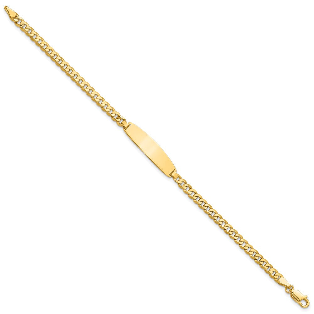 14k Polished Solid Chain/Solid Plate Flat Curb Link Rounded 32.5x7.4mm Plate 8 inch ID Bracelet
